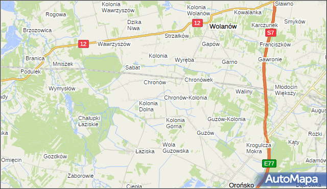 mapa Chronów-Kolonia, Chronów-Kolonia na mapie Targeo