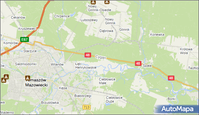 mapa Cygan, Cygan na mapie Targeo