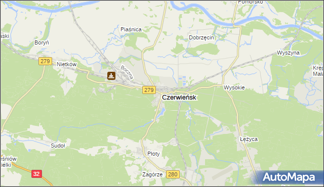 mapa Czerwieńsk, Czerwieńsk na mapie Targeo