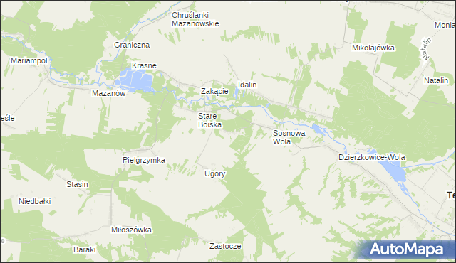 mapa Dębina gmina Dzierzkowice, Dębina gmina Dzierzkowice na mapie Targeo