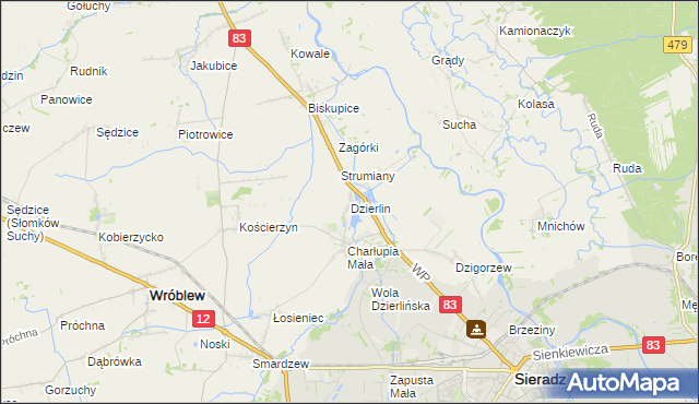 mapa Dzierlin, Dzierlin na mapie Targeo
