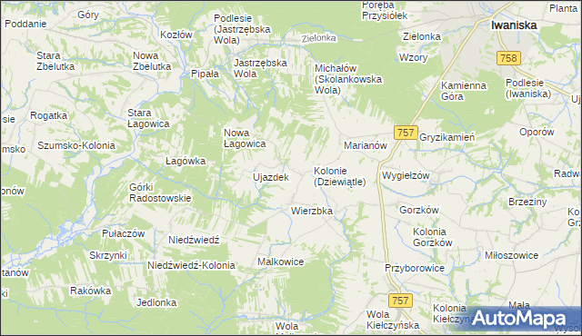 mapa Dziewiątle, Dziewiątle na mapie Targeo