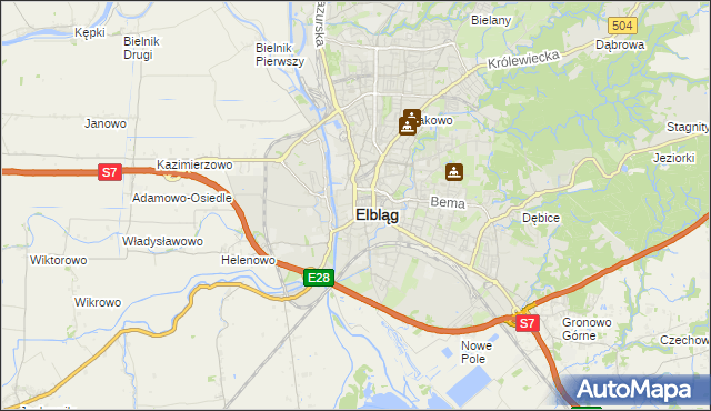 mapa Elbląga, Elbląg na mapie Targeo