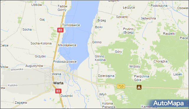 mapa Glinno Kolonia, Glinno Kolonia na mapie Targeo