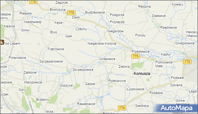 mapa Gnatowice, Gnatowice na mapie Targeo