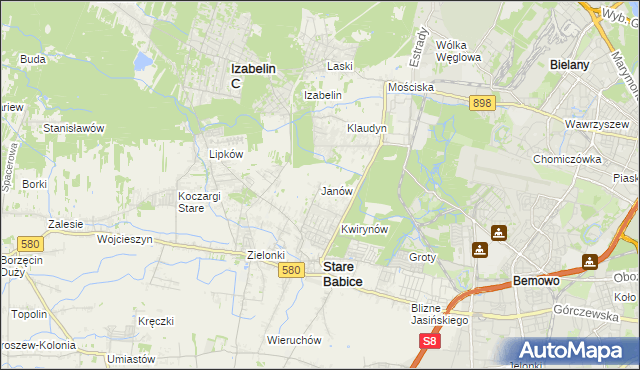 mapa Janów gmina Stare Babice, Janów gmina Stare Babice na mapie Targeo