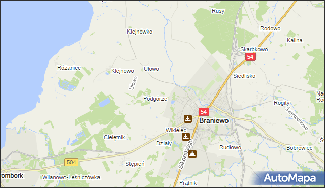 mapa Józefowo gmina Braniewo, Józefowo gmina Braniewo na mapie Targeo
