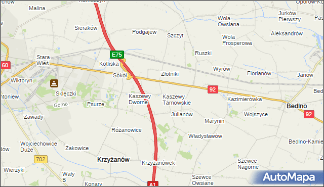 mapa Kaszewy Tarnowskie, Kaszewy Tarnowskie na mapie Targeo