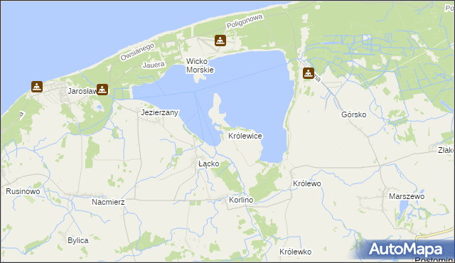 mapa Królewice gmina Postomino, Królewice gmina Postomino na mapie Targeo