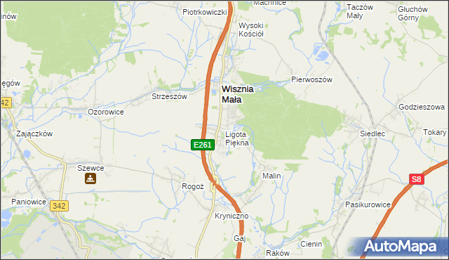 mapa Ligota Piękna, Ligota Piękna na mapie Targeo