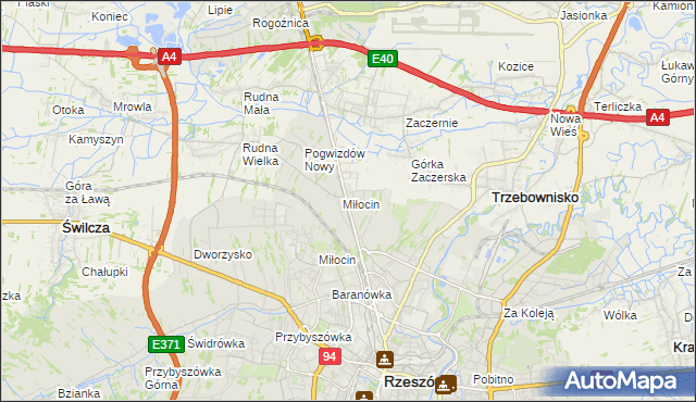 mapa Miłocin gmina Głogów Małopolski, Miłocin gmina Głogów Małopolski na mapie Targeo