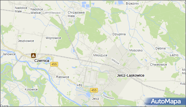 mapa Miłoszyce, Miłoszyce na mapie Targeo
