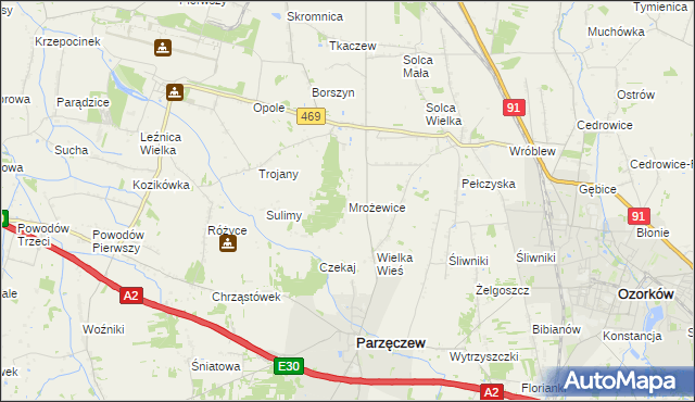 mapa Mrożewice, Mrożewice na mapie Targeo