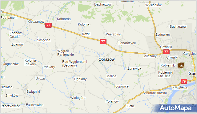mapa Obrazów, Obrazów na mapie Targeo