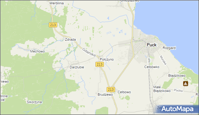 mapa Połczyno gmina Puck, Połczyno gmina Puck na mapie Targeo