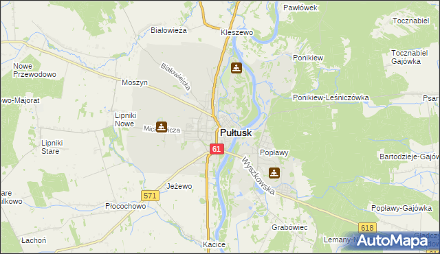 mapa Pułtusk, Pułtusk na mapie Targeo