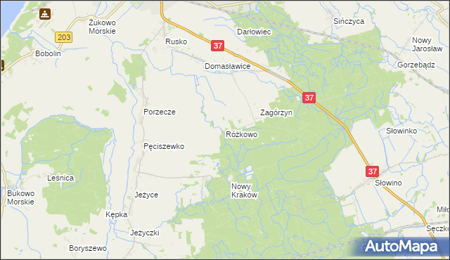 mapa Różkowo, Różkowo na mapie Targeo