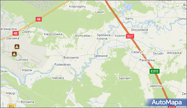 mapa Sędowice gmina Ryki, Sędowice gmina Ryki na mapie Targeo