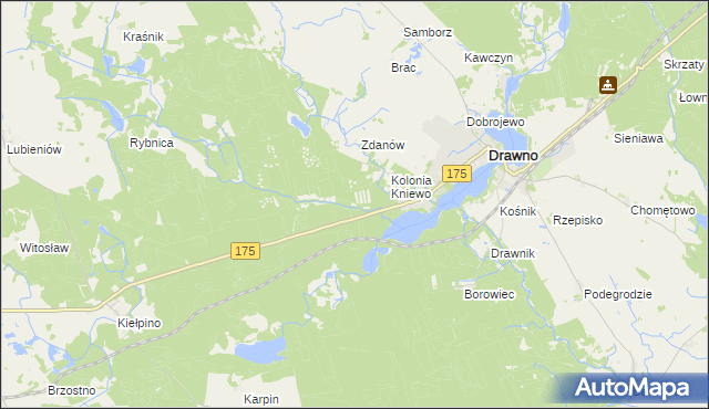 mapa Sicienko gmina Drawno, Sicienko gmina Drawno na mapie Targeo