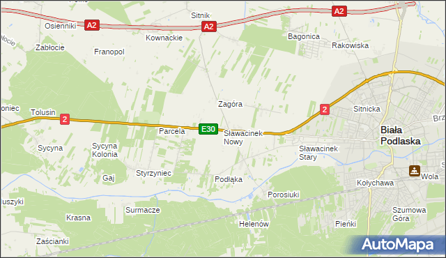 mapa Sławacinek Nowy, Sławacinek Nowy na mapie Targeo