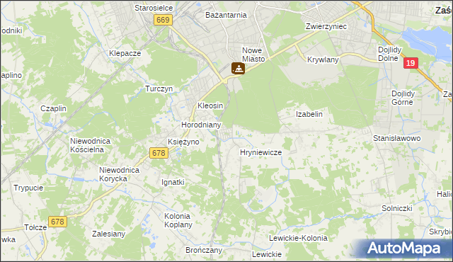 mapa Śródlesie gmina Juchnowiec Kościelny, Śródlesie gmina Juchnowiec Kościelny na mapie Targeo