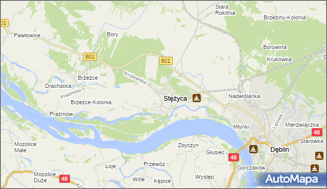 mapa Stężyca powiat rycki, Stężyca powiat rycki na mapie Targeo