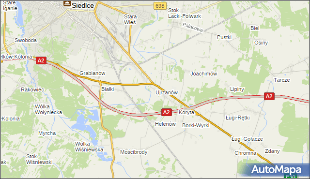 mapa Ujrzanów, Ujrzanów na mapie Targeo