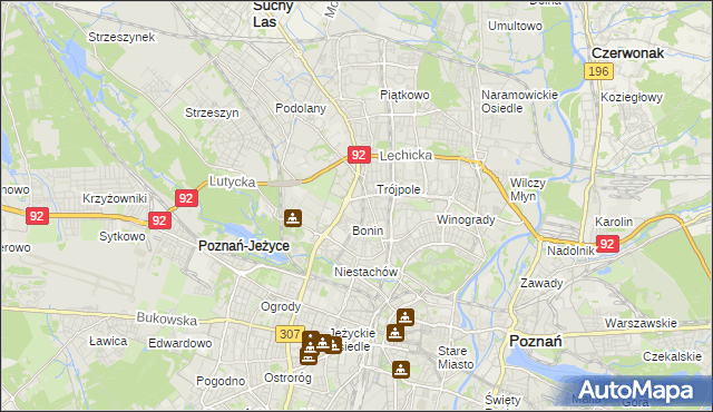 mapa Winiary gmina Poznań, Winiary gmina Poznań na mapie Targeo