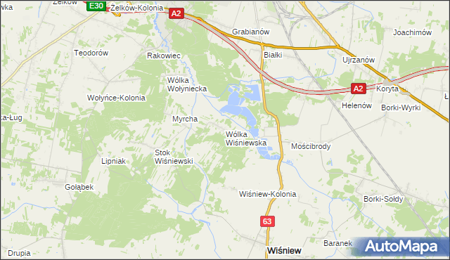 mapa Wólka Wiśniewska, Wólka Wiśniewska na mapie Targeo