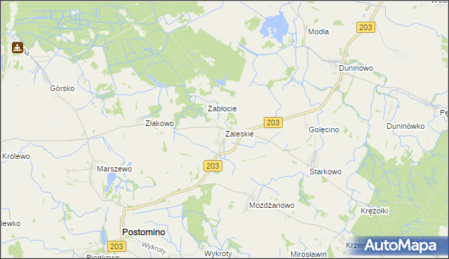 mapa Zaleskie gmina Ustka, Zaleskie gmina Ustka na mapie Targeo