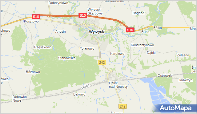 mapa Zielona Góra gmina Wyrzysk, Zielona Góra gmina Wyrzysk na mapie Targeo