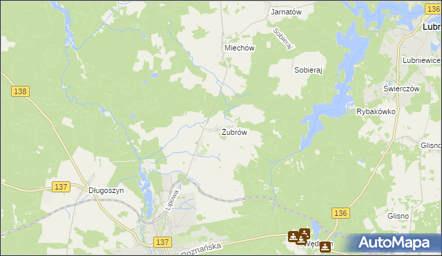 mapa Żubrów, Żubrów na mapie Targeo