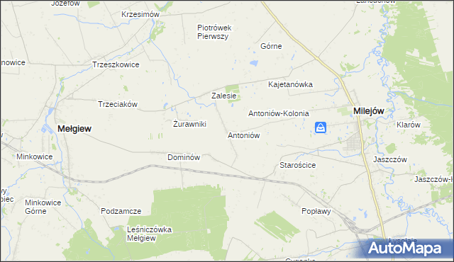 mapa Antoniów gmina Milejów, Antoniów gmina Milejów na mapie Targeo