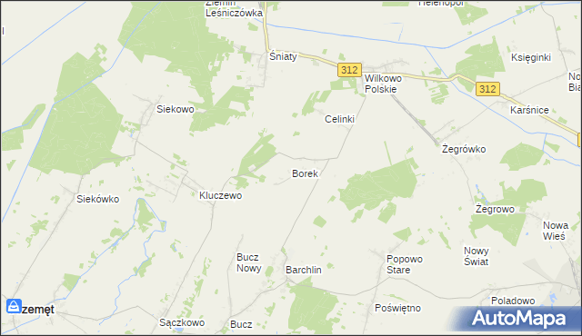 mapa Borek gmina Przemęt, Borek gmina Przemęt na mapie Targeo