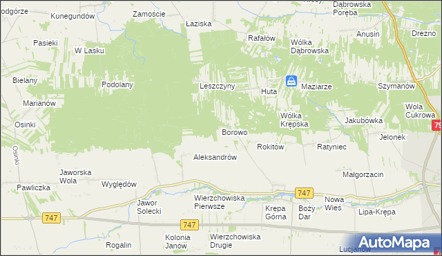 mapa Borowo gmina Lipsko, Borowo gmina Lipsko na mapie Targeo