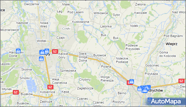mapa Bulowice, Bulowice na mapie Targeo