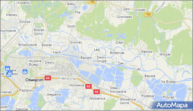 mapa Dwory Drugie, Dwory Drugie na mapie Targeo