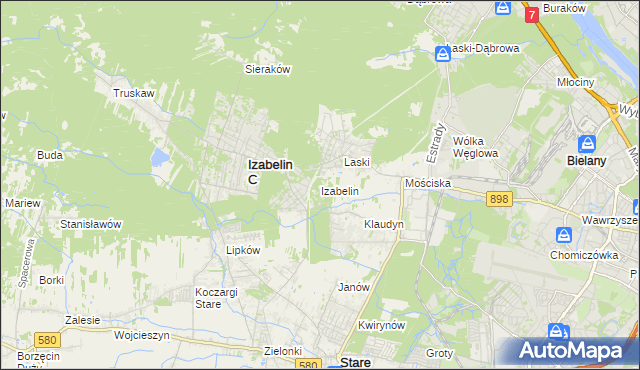 mapa Izabelin powiat warszawski zachodni, Izabelin powiat warszawski zachodni na mapie Targeo