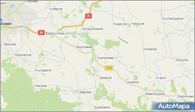 mapa Karszówek, Karszówek na mapie Targeo