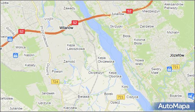 mapa Kępa Okrzewska, Kępa Okrzewska na mapie Targeo