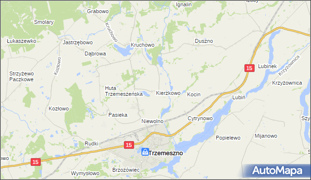 mapa Kierzkowo gmina Trzemeszno, Kierzkowo gmina Trzemeszno na mapie Targeo