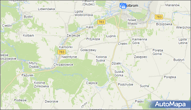 mapa Kolonia Suska, Kolonia Suska na mapie Targeo