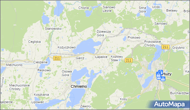 mapa Łapalice, Łapalice na mapie Targeo