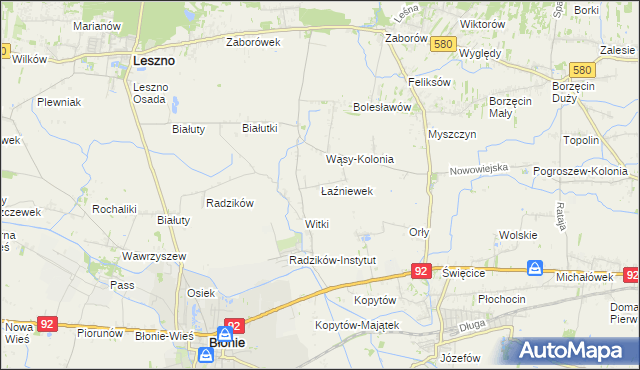 mapa Łaźniewek, Łaźniewek na mapie Targeo
