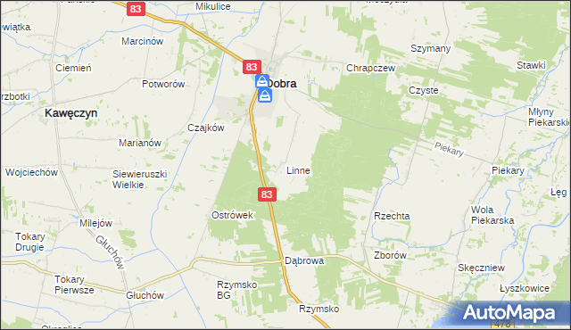 mapa Linne gmina Dobra, Linne gmina Dobra na mapie Targeo