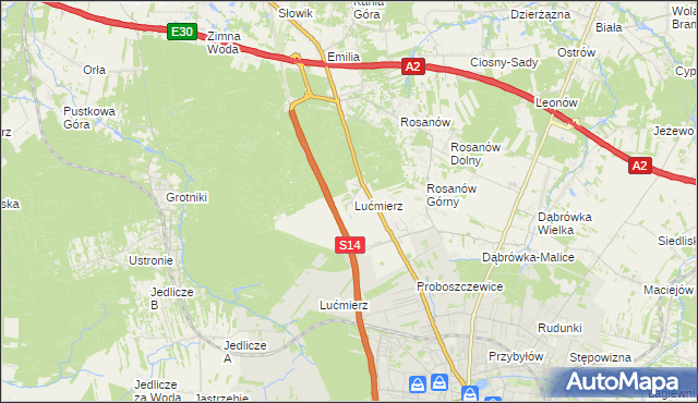 mapa Lućmierz-Ośrodek, Lućmierz-Ośrodek na mapie Targeo