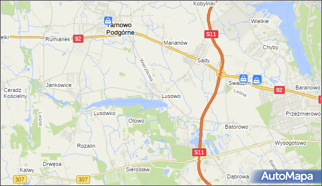 mapa Lusowo, Lusowo na mapie Targeo
