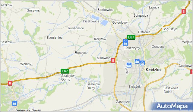 mapa Mikowice gmina Kłodzko, Mikowice gmina Kłodzko na mapie Targeo