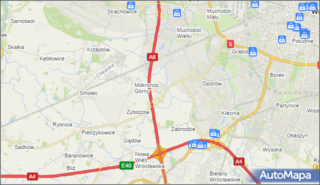 mapa Mokronos Dolny, Mokronos Dolny na mapie Targeo