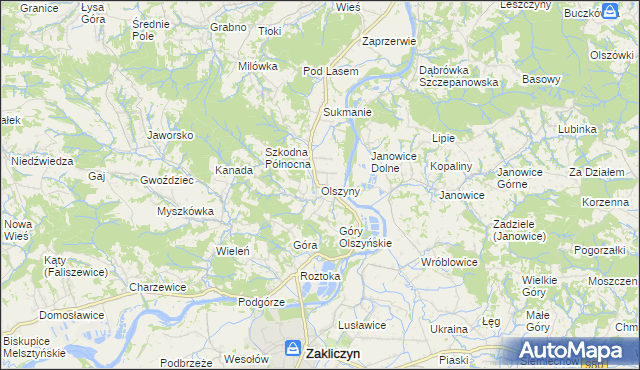 mapa Olszyny gmina Wojnicz, Olszyny gmina Wojnicz na mapie Targeo